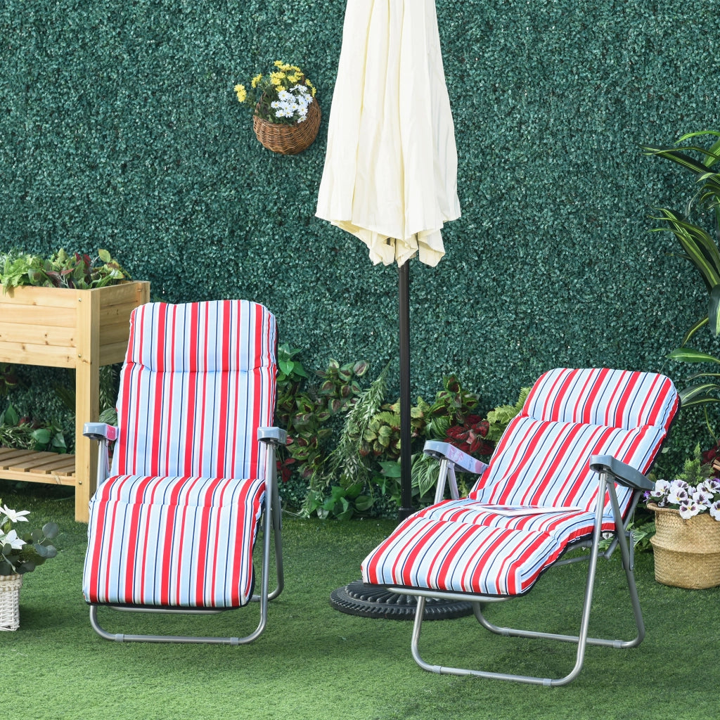 Set 2 Sedie a Sdraio con Cuscini Pieghevoli Regolabili ¨C Zephmum ¨C Rosso Poliestere Acciaio 60x75x65-102 cm