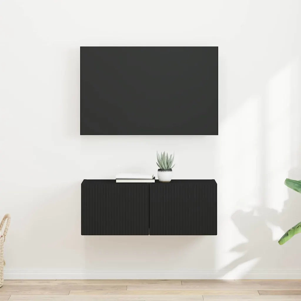 Mobile TV da parete 2 pz-Set di 2 Mobile TV a Muro-Credenza TV Nero 60 x 31 x 29.5 cm 273340