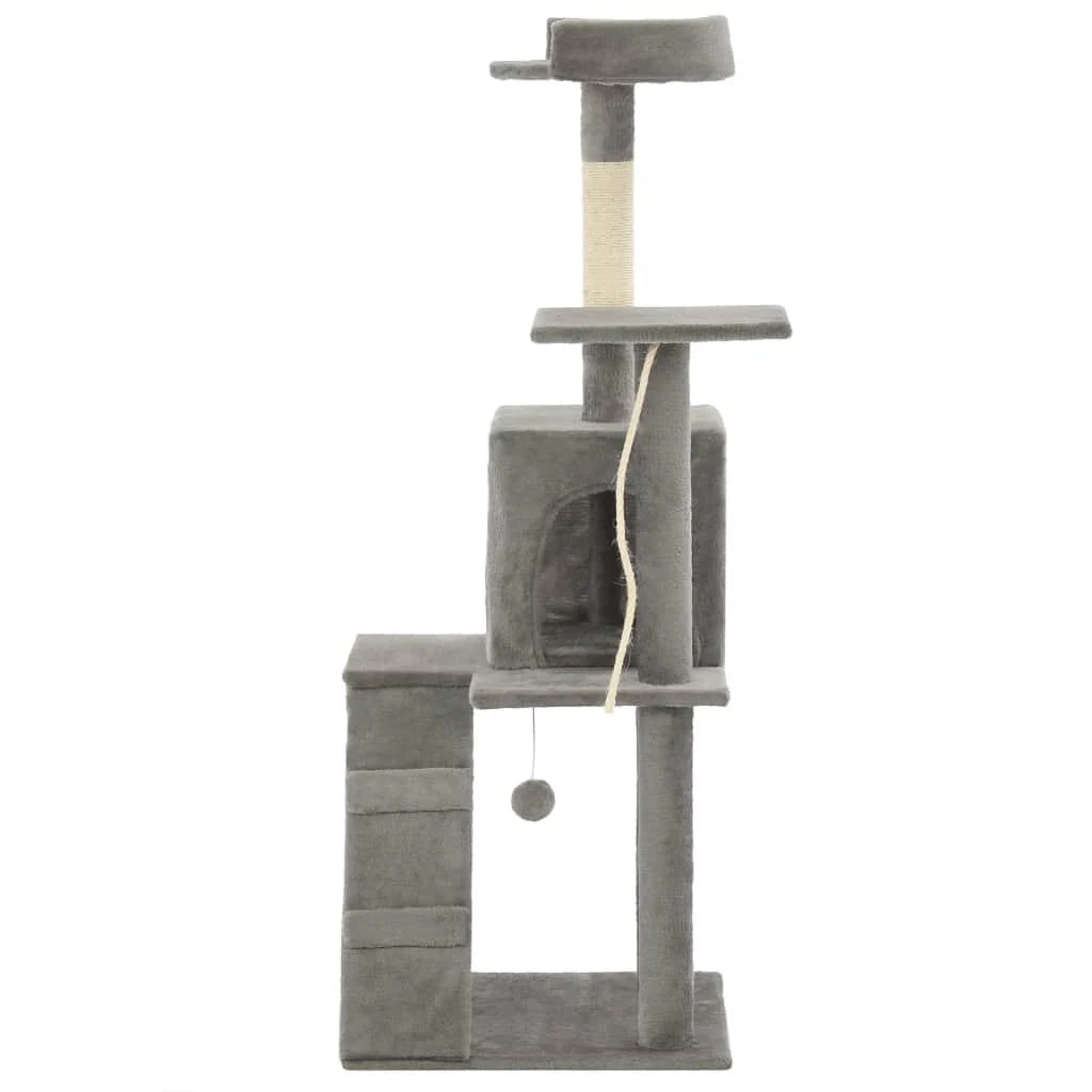 Tiragraffi albero per gatti cuccia per gatti giocattolo peluche sisal 120 cm grigio 3702214