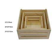 Trade Shop - Set 3 Pezzi Cassette Cesti In Legno Naturale Tris Decoupage Contenitori 53470a -