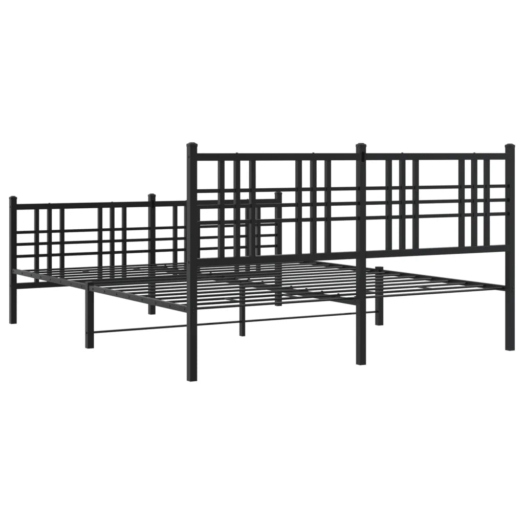 Giroletto con Testiera e Pediera Metallo Nero 150x200 cm 376344