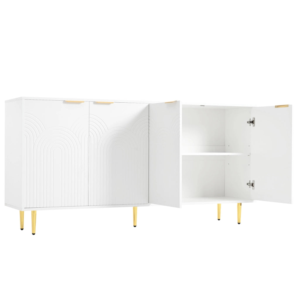 Credenza 4 ante 160x80x40 cm bianca con ripiani regolabili e cerniere soft-close