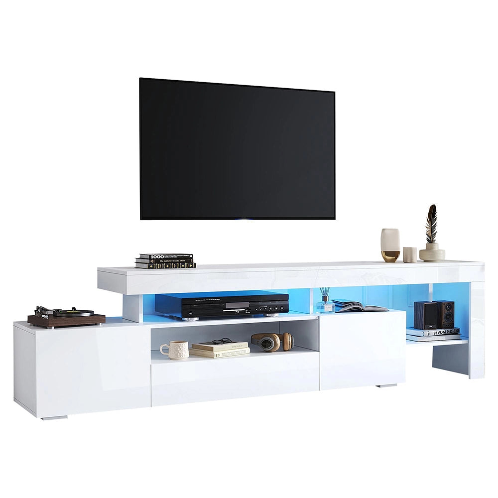 Mobile TV 192x37x53cm - Xylo - 3 Ante con Luci LED, Bianco, fino a 85"