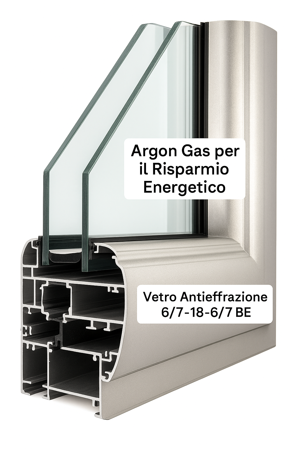 Finestra alluminio taglio termico H120xL130 isolamento energetico - Lemag srl