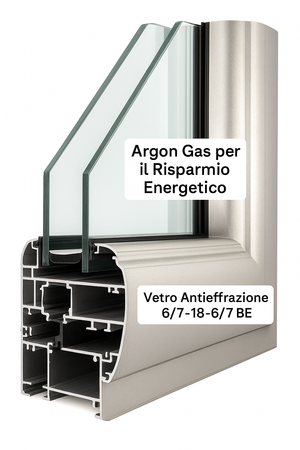 Finestra alluminio taglio termico H120xL130 isolamento energetico - Lemag srl