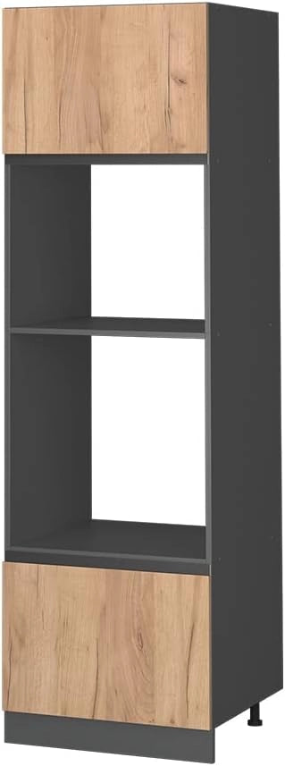 Mobile cucina microonde R-Line, Quercia dorata, 60 cm Forma a J, per la libera combinazione all'interno di sistemi cucina modulari