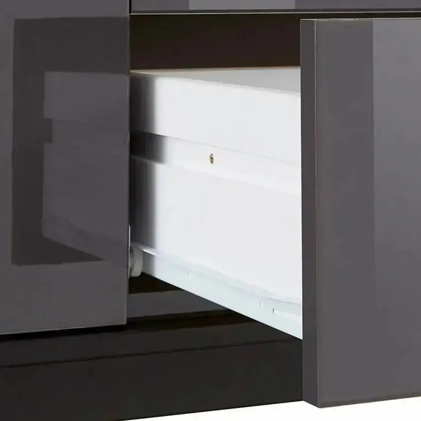 Credenza Moderna 1 Anta + 3 Cassetti Metis con Piede in Metallo Antracite Laccato