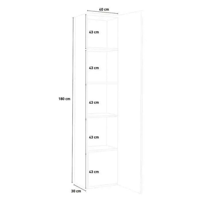 Colonna Armadio Moderno con 1 Anta Battente Bianco Lucido Maruska