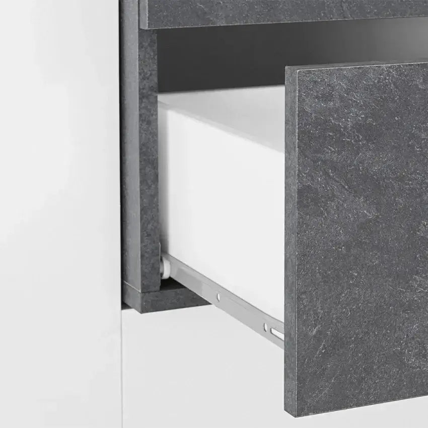 Credenza Moderna New Coro con 2 Ante Battenti e 4 Cassetti Bianco Ardesia