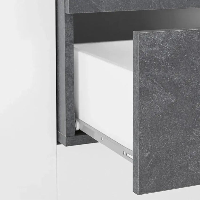 Credenza Moderna New Coro con 2 Ante Battenti e 4 Cassetti Bianco Ardesia