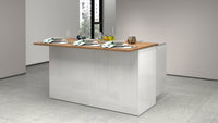 Isola Cucina SOLE 3 Ante – Bianco Lucido/Rovere, 155x90x90 cm, Made in Italy