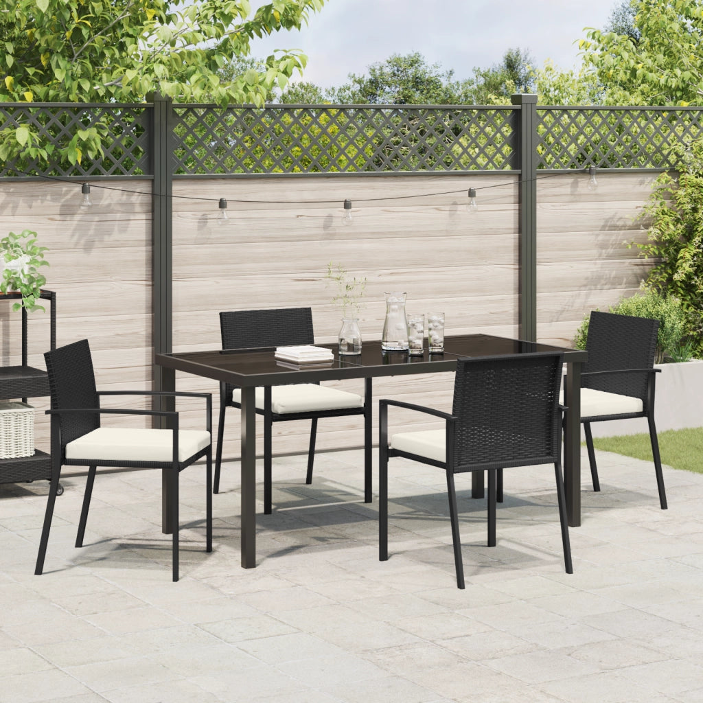 Set di 5 pezzi da giardino in Polyrattan nero