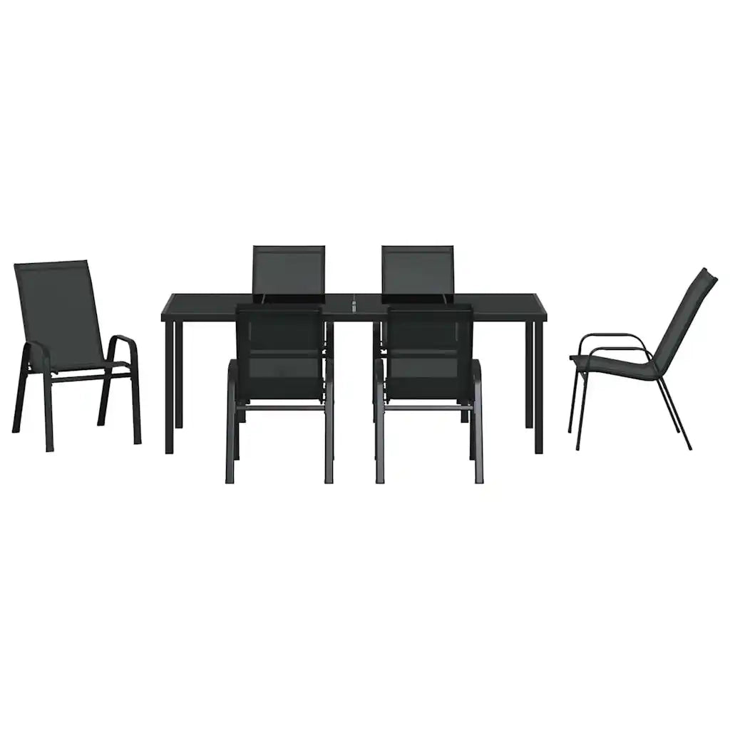 Set da Pranzo per Giardino 7 pcs Nero 3379119