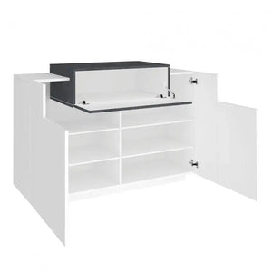 Scarpiera Moderna con 2 ante battenti e 1 ribalta, Bianco Lucido - Report