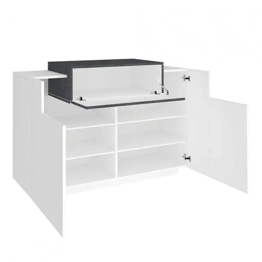 Scarpiera Moderna con 2 ante battenti e 1 ribalta, Bianco Lucido - Report