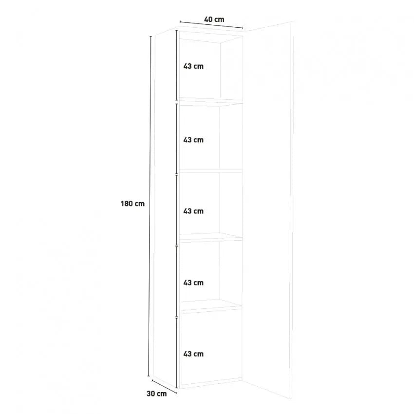 Vetrina Moderna Bianca 1 Anta Battente Maruska Bianco Lucido