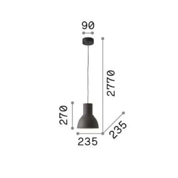 LAMPADARIO SOSPENSIONE IN METALLO GRIGIO 1XE27 BREEZE IDEALLUX