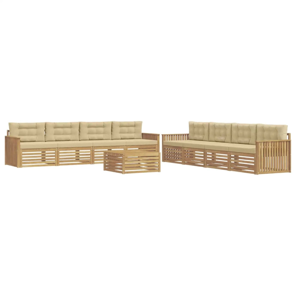 Set di divani da esterno 9 pcs Bianco e Beige 3390243