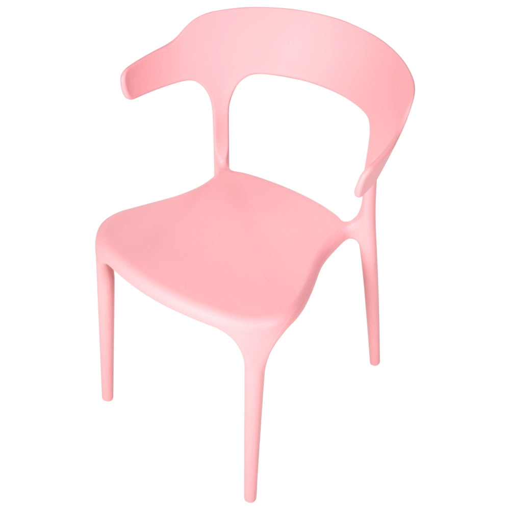 Set di 4 sedie da giardino rosa in polipropilene leggero resistente alle intemperie in plastica per interni e per esterni moderno