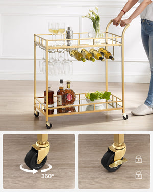 Tavolo da bar rustico VALORA su ruote con portabicchieri - LRC090A03