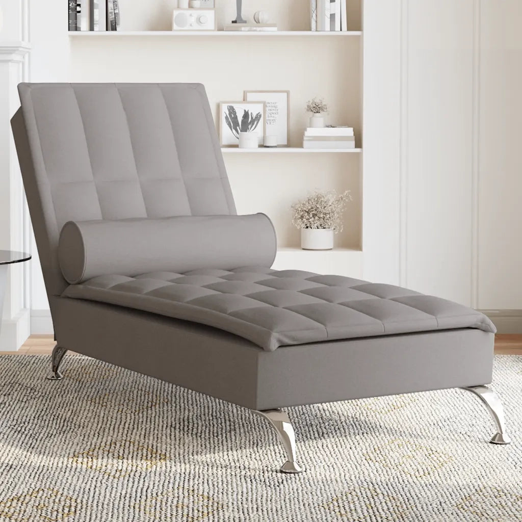 Chaise Longue Massaggi con Capezzale Tortora in Tessuto CFW2637992