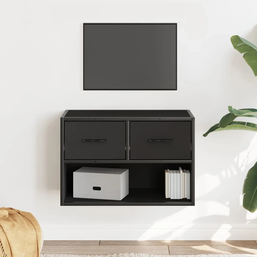Mobile Porta TV-Mobile per TV-Credenza TV Nero 60x31x39,5cm in Truciolato e Metallo 690129