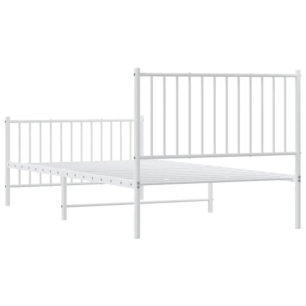 Letto singolo | Letto per adulti | Giroletto con Testiera e Pediera Metallo Bianco 100x200 cm