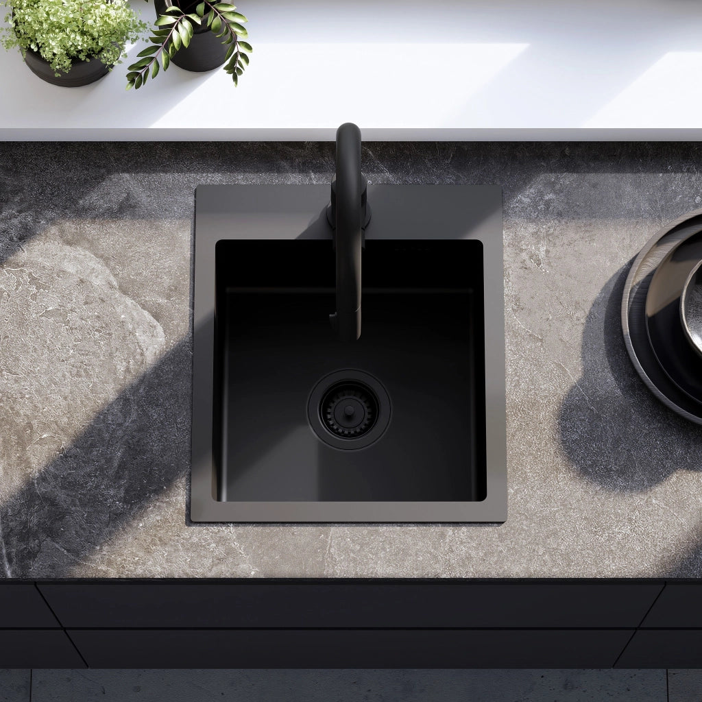 Lavello In Acciaio Leo 40 Black senza rubinetto da cucina