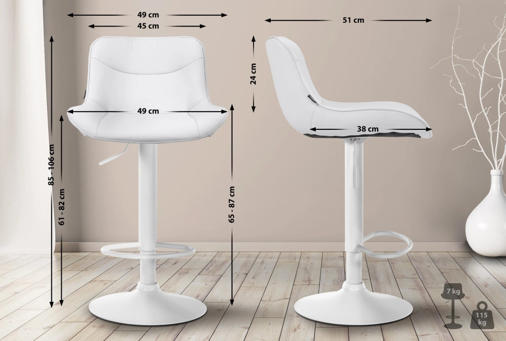 2er Set Barhocker Vonore Kunstleder weiЯ