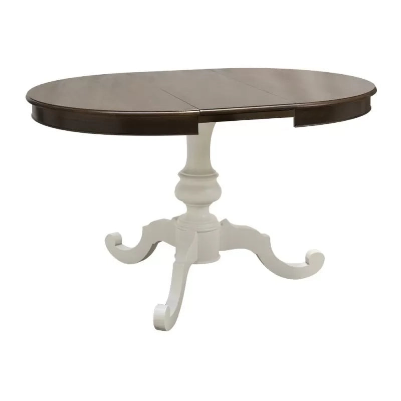 Tavolo rotondo allungabile legno shabby bicolore 120x120x80 - Mobili 2G