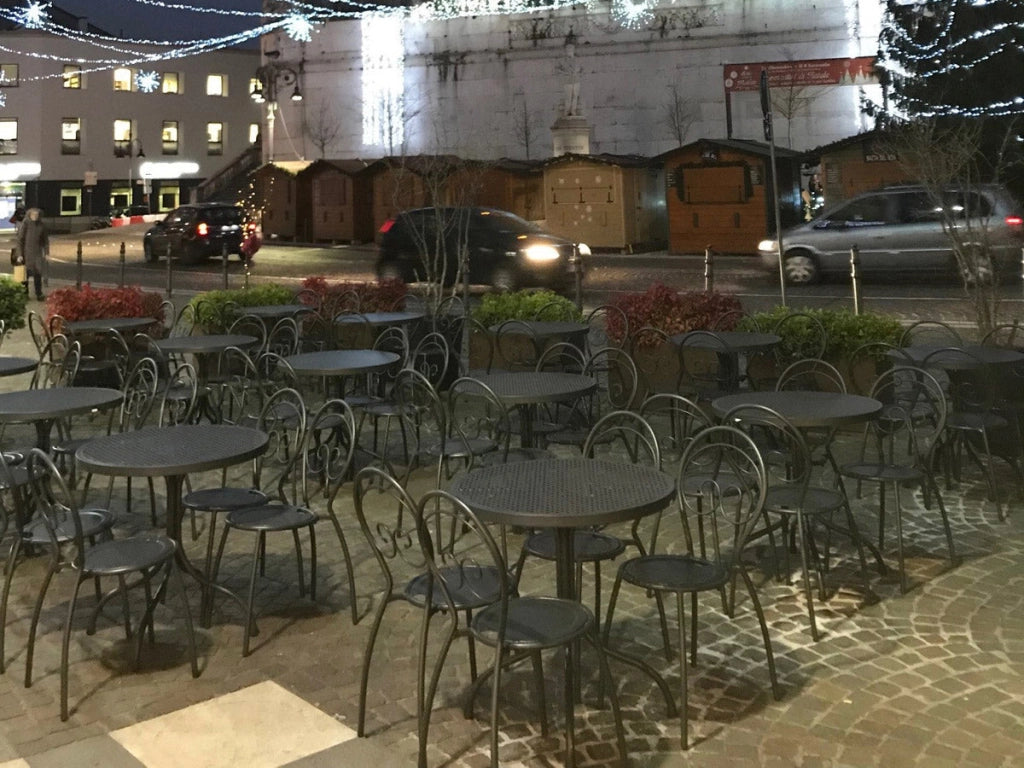 Set Tavolo Tondo e 4 Sedie da Giardino in Acciaio RD Italia Fiona Antracite