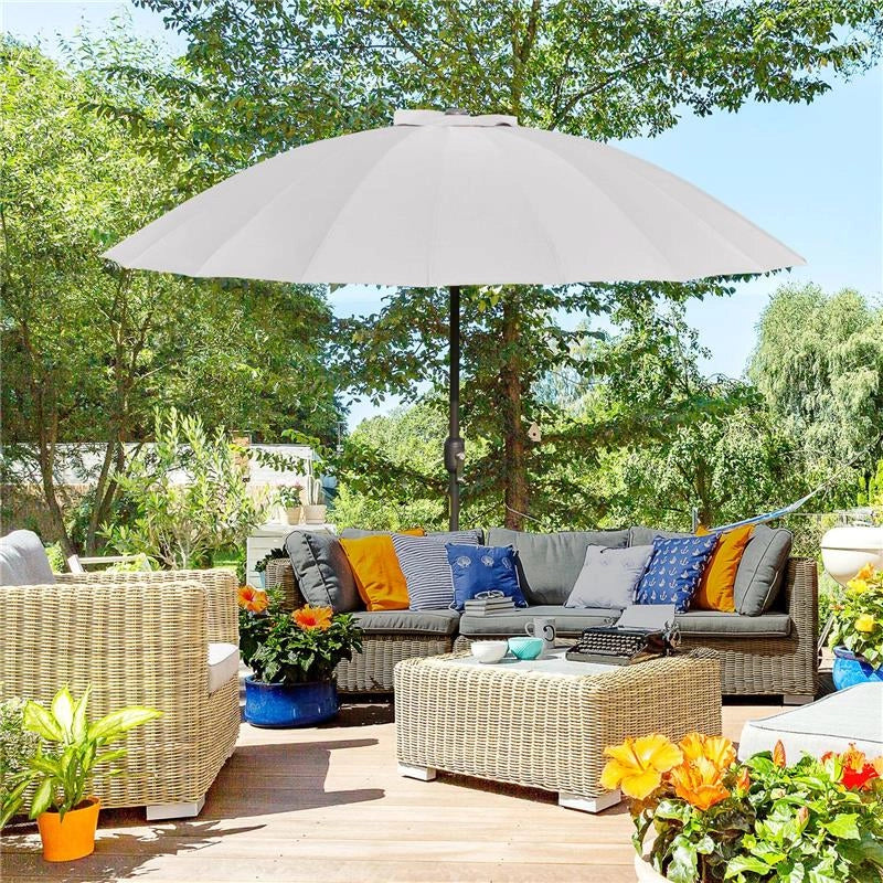 OMBRELLONE DA GIARDINO E TERRAZZA 2.5X2.5 M A MANOVELLA CON 18 STECCHE E INCLINABILE GRIGIO
