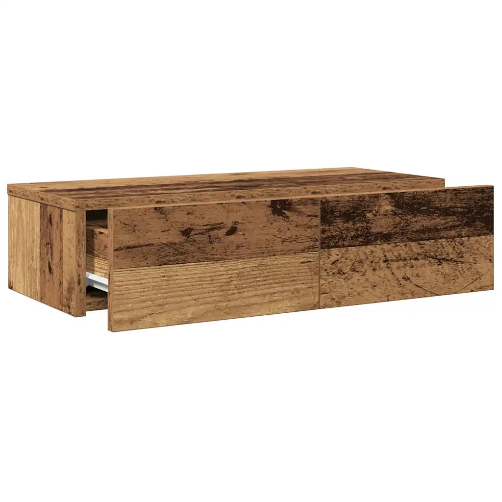 Scaffale a Parete con Cassetti Antico 60x26,5x15 cm Truciolato