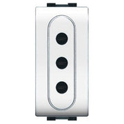 Elettrocanali scatola pvc per canali rigidi ip40, precablata, presa schuko e interruttore, serie mylife, bianco