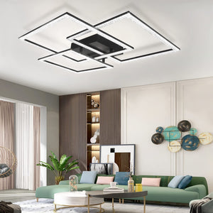 ZMH Lampada da soffitto LED glamour cristallo nero design modulare 82W per interni