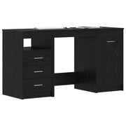 Scrivania | Tavolo da Ufficio 2 pz Rovere Nero 140 x 50 x 76 cm Legno multistrato