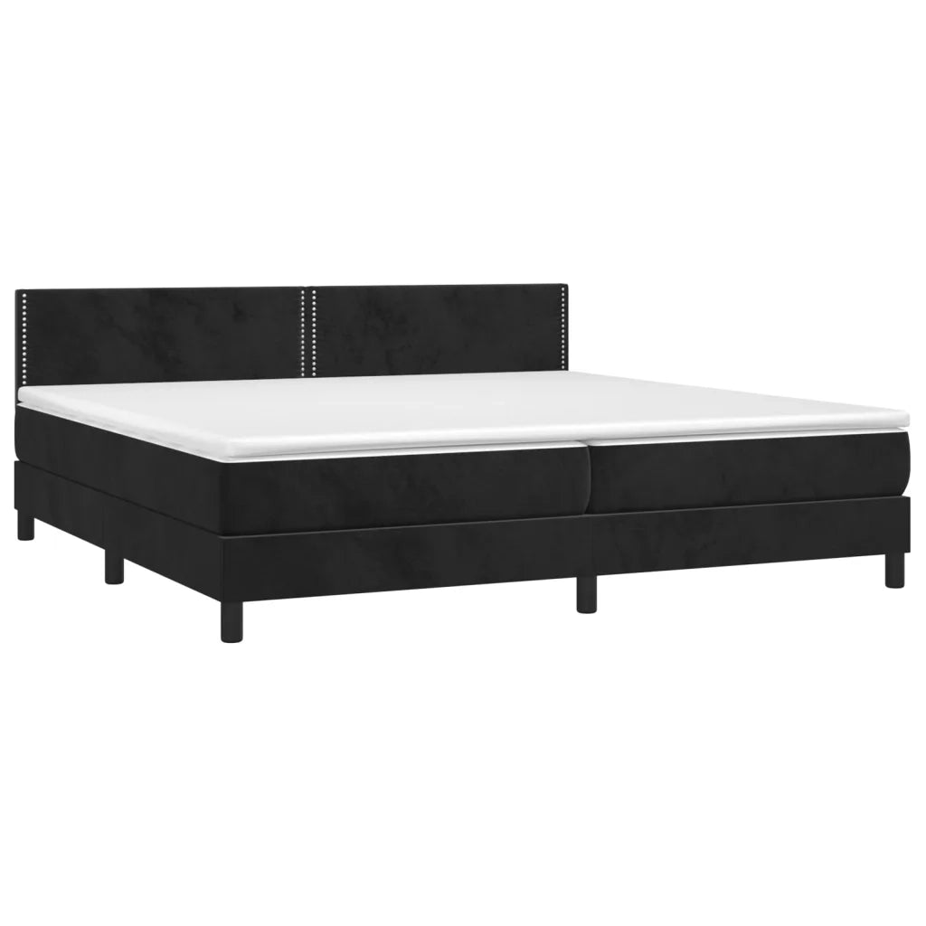 Letto a Molle con Materasso e LED Nero 200x200 cm in Velluto 3134365