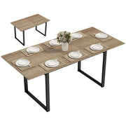 Tavolo da Pranzo Allungabile Rotondo in Legno e Acciaio ¨C Zephmum ¨C Effetto Rovere e Nero, 180x80x75 cm