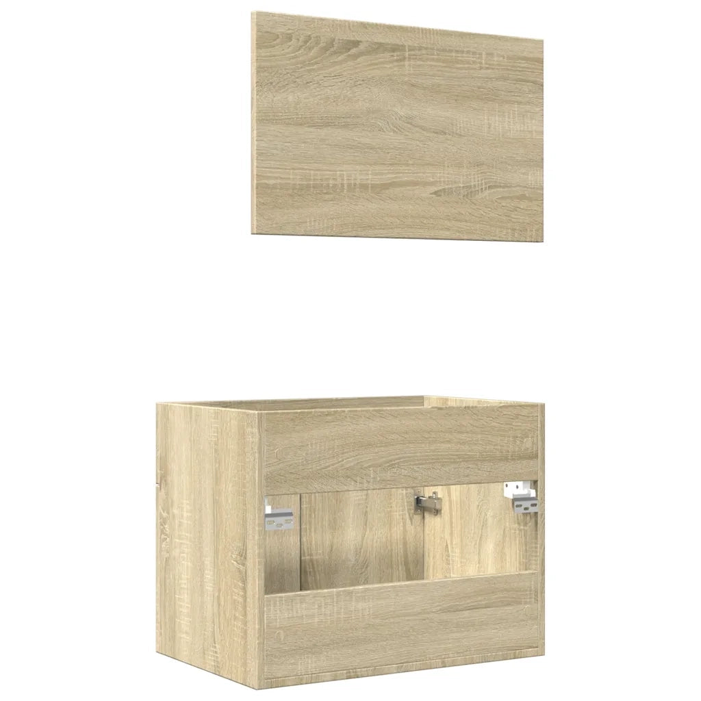 Set Mobili da Bagno 2 pz Rovere Sonoma in Legno Multistrato 856372