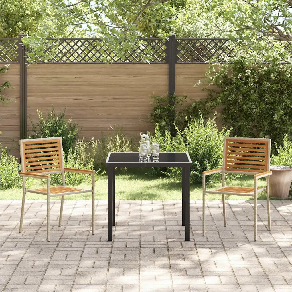 Sedie impilabili da giardino 2 pz | Sedie da Esterno Marrone e Beige