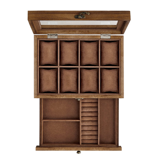 VALORA Scatola portagioie e portaorologi in legno, noce rustico - JOW008K01