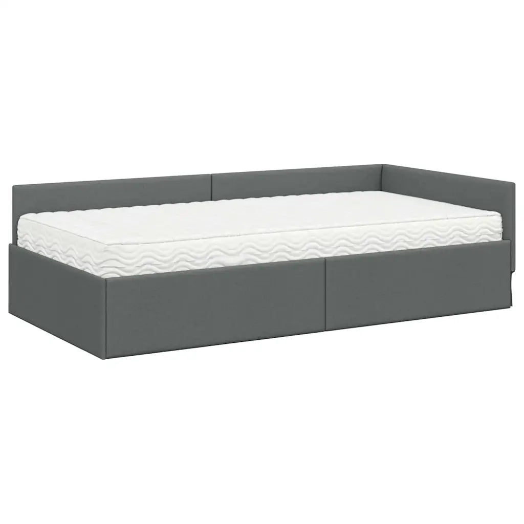 Struttura Letto Angolare con Materasso 2 pcs Grigio Tessuto 3393598