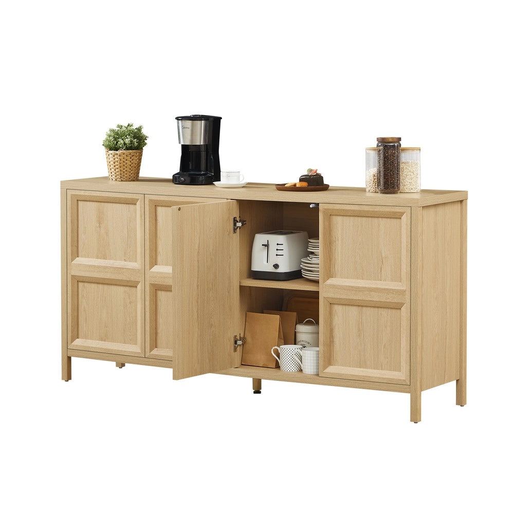 Credenza con Ante Tip-On e Cerniere Soft-Close ¨C MINIMAL ¨C Rovere Chiaro 160x40x80 cm
