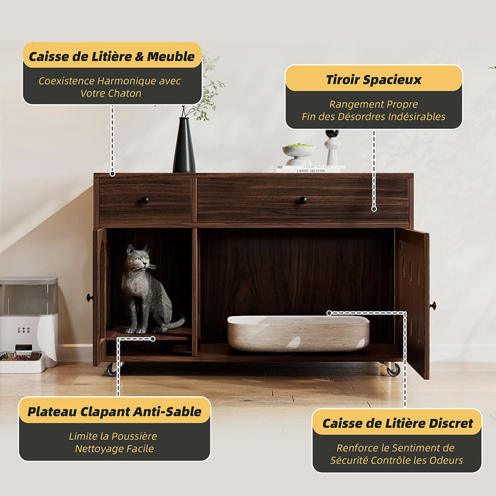 Casa lettiera per gatti - Xylo - 100x45x66cm noyer anti-odore