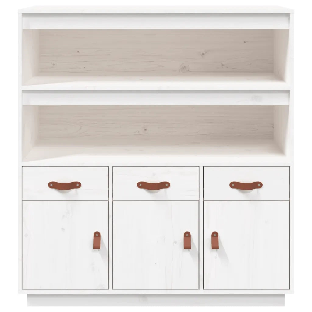 Credenza Bianca 100x40x108,5 cm in Legno Massello di Pino 820163