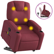 Poltrona | Sedia Relax Alzapersona Massaggio Reclinabile Rosso Vino Tessuto