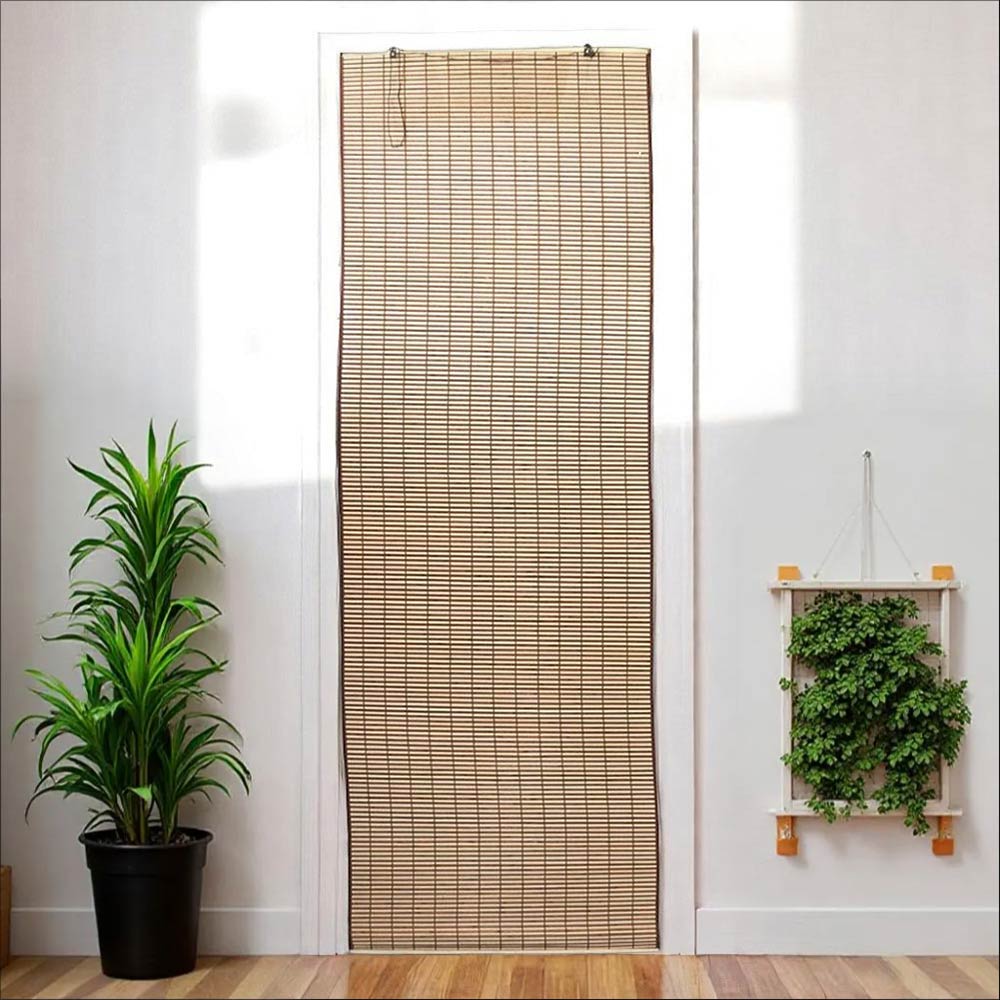 Tenda tapparella a rullo in legno di bamboo bordeaux bordata 120 cm x 300 cm lux