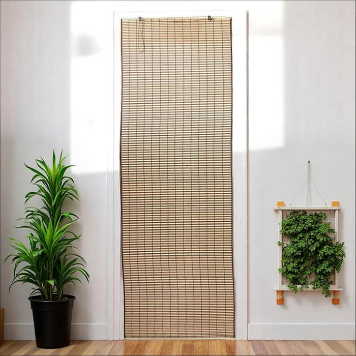 Tenda tapparella a rullo in legno di bamboo bordeaux bordata 120 cm x 300 cm lux