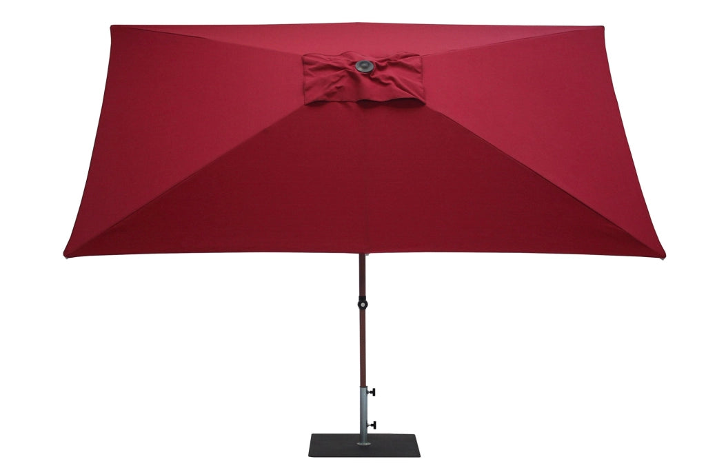 Ombrellone da Giardino 3x2 m Palo Ø38 mm in Alluminio Effetto Legno Tessuto Olefin Trend Wood Bordeaux