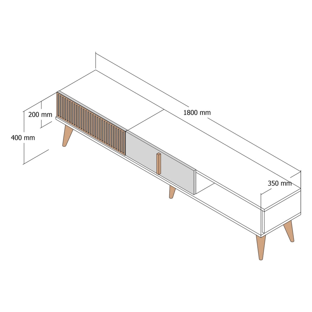 Sicoli, Mobile Porta tv 2 Ante, 180x35x40h cm Beige Marmo